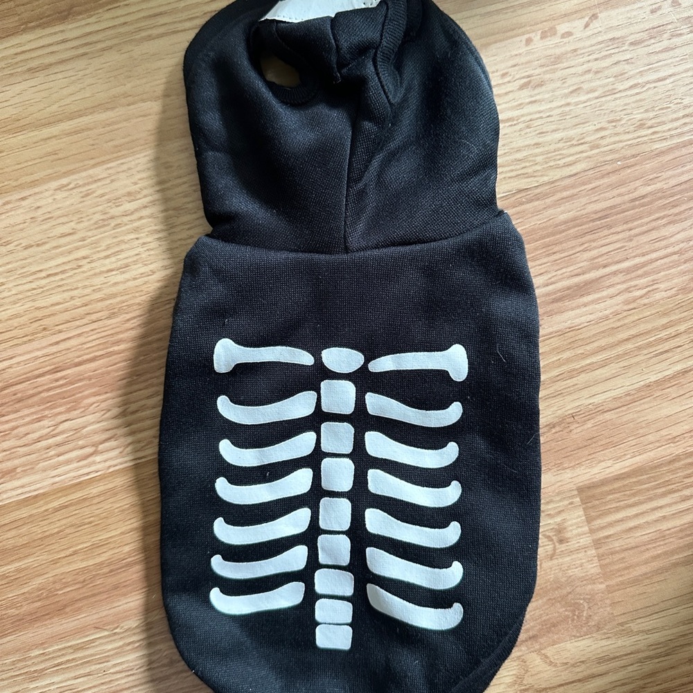 Black Skeleton Dog Hoodie